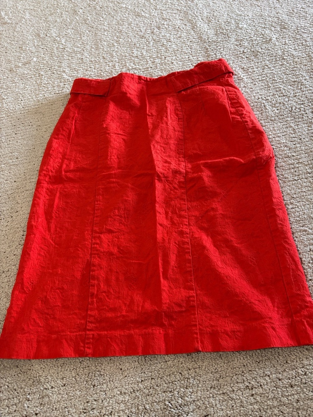 New York & Company Red Pencil Skirt with Seamed Panels